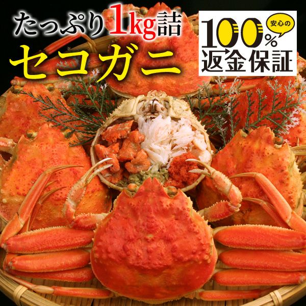 返金保証付 セコガニ（せいこ蟹 親がに 松葉がにの雌）約1kg詰（5～8枚