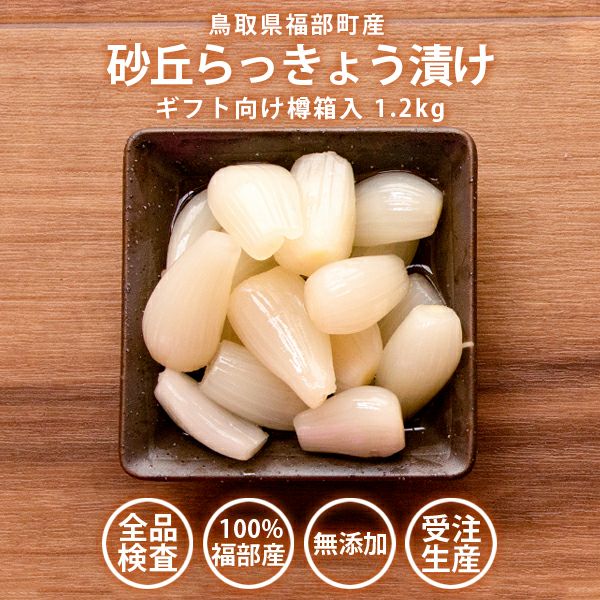 砂丘らっきょう漬け 鳥取県福部町産 ギフト向け樽箱入1.2kg 無添加